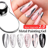 5ML Gold Silver Metallic Liner Paint Gel Polish Chrome Mirror Metal Effect Super Bright French UV LED Semi Permanent Nail Gel