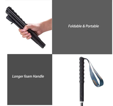 110g Ultra Light Weight Trekking Poles Folding Hiking Sticks Portable Carbon Fiber Collapsible Nordic Walking Cane Sticks Bags - Lootquake