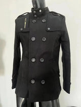 Men Slim Fit Woolen Coats Solid Color Male Casual Long Sleeve Outerwear Autumn Winter Double Breasted Mid Length Windbreaker - Lootquake