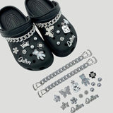 17PCS Fashion Shoe Charms Set Accessories Hole Shoe Buckle Silver Crystal Bear Chain DIY Shoes Decorations Woman Girls Gift