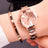 2pcs Set Watch Luxury Women Simple Dial Hollow Strap Fashion Gold Bracelet Quartz Wristwatch Student Ladies Watches Reloj Mujer - Lootquake
