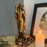 Estatua de diosa, escultura de resina, figura retro de bruja, figura espiritual de diosa, estatua artística artesanal para decoración del hogar.