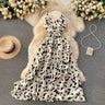 Neploe Vintage Print Holiday Long Dress Women High Waist Hip A Line Vestidos Summer 2025 New V Neck Sleeveless Camis Robe Slim - Lootquake