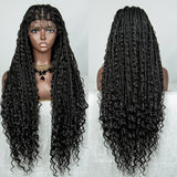 32" Knotless Braids Wig with Baby Hair | Transparent Lace Front