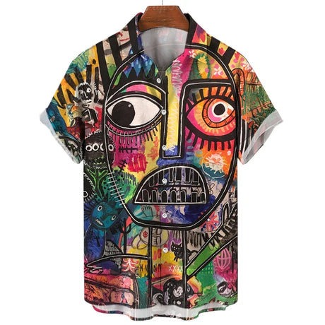 Hawaiian Three-Dimensional Eye Fashion Shirts For Men 3d Print Casual Short Sleeved Summer Tops Funny Clothes For Man Clothing - Lootquake