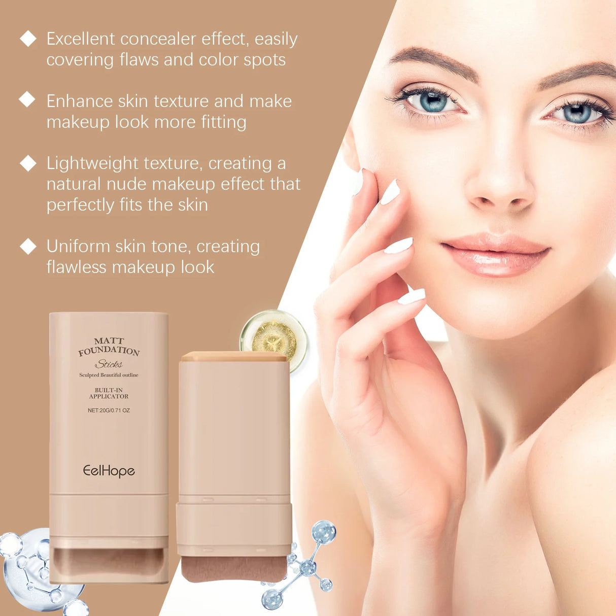 Corrector en crema Eelhope, maquillaje de larga duración, cobertura total, ligero, resistente al agua, corrector facial, cosméticos.