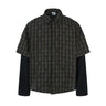 Plaid Spliced Fake Two Pieces Shirts Mens High Street Spring Loose Single Breasted Long Sleeve Lapel Shirts Shirts Men - Lootquake