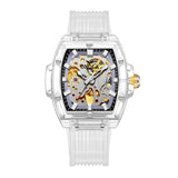 Luxury men's watch onola plastic transparent hollow full automatic mechanical watches men waterproof clock - Lootquake
