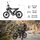Electric bike 2000W Powerful Dual Motor 52V 40Ah Dual Battery Q20 Pro Ebike Motorcycle Mountain 20x4.0 Fat Tire Electric Bicycle