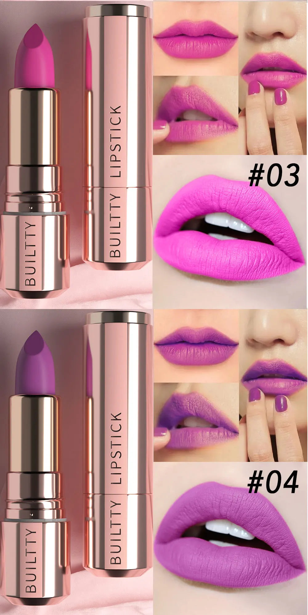 Matte Lipsticks Long Lasting Pink Red Lipstick Waterproof Natural Nude Moisturizing Hydrating High Pigmented Smooth Velvet