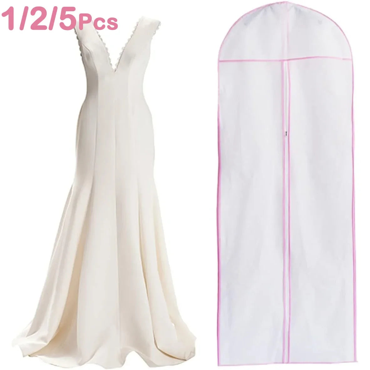 Funda protectora para vestido de novia, 1/2/5 unidades, 180 cm, para colgar ropa de novia, traje, abrigo, bolsa de almacenamiento para el hogar.