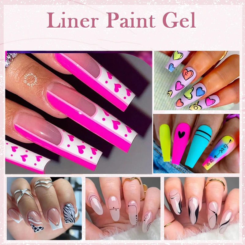 LILYCUTE 5ml Liner Gel Nail Polish UV LED Nail Art Paint Gel Gorgeous Glitter French Effect Semi Permanent Nail Painting UV Gel