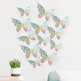 Lot de 12 autocollants muraux 3D en forme de papillon creux pour chambre à coucher, salon, décoration murale à faire soi-même, papier peint de mariage, décoration d'intérieur