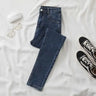 Black Grey Jeans Women's Slimming Cropped Pants Chic Versatile Student Short Trousers Long Pants Slim Fit Sihouette Smoothing - Lootquake