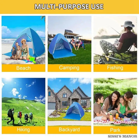 With Door Curtain 2-3Persons Pop Up Beach Tent Automatic Quickly Open Outdoor Camping Tour UV50+ Portable Ultralight Sunscreen - Lootquake