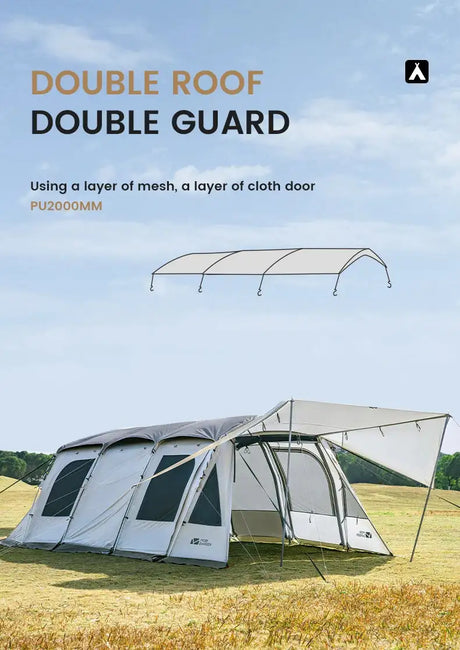 MOBI GARDEN Camping LS4 Tunnel Tent Living Shell Tent Large Blow Tent Invite Space Two Bedrooms - Lootquake