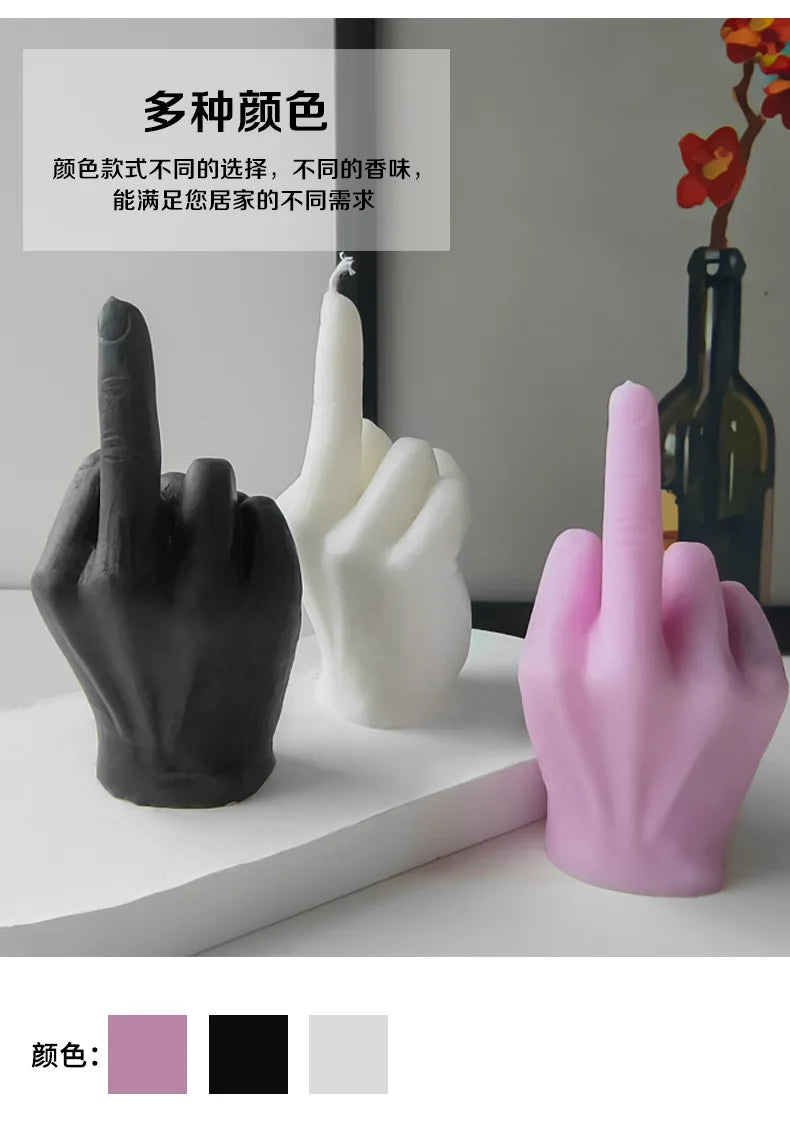 1pc White/Black Creative Candles Middle Finger Shaped Gesture Scented Candles Niche Funny Quirky Gifts Home Decoration Ornaments