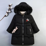 4 Color Big Size Winter Keep Warm Long Style Girls Jacket Teenage Thick Heavy Cold-proof Hooded Windbreaker Coat For Kids - Lootquake
