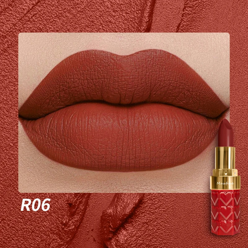 Matte Lipstick, 18-Color, Long-Lasting, Non-Stick Cup, Fade-Resistant, Velvety Texture, Luxurious Hydrating Lip Makeup For All-D
