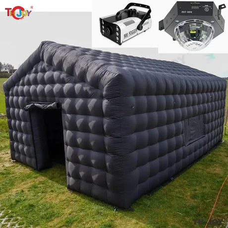 8x6m Black Inflatable Nightclub Tent with Disco Light N Fog Machine Portable Carnival Inflatable Party Tent House - Lootquake