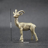 Estatua decorativa para coche, adornos en miniatura, escultura de cabra de latón retro, escritorio de oficina, vaca rica, pequeños regalos creativos.