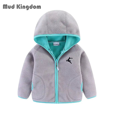 Mudkingdom Autumn Spring Girls Boys Hooded Fleece Jacket Windbreaker Zip up Reindeer Outerwear for Kids Clothes Children's Coat - Lootquake