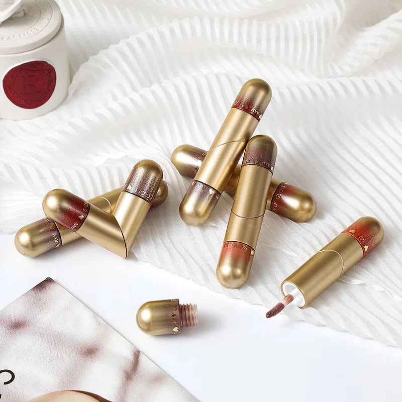 1pcs Double-head lip gloss lipstick, hydrating and moisturizing, foldable, sparkling mirror-like, nourishing lip gloss