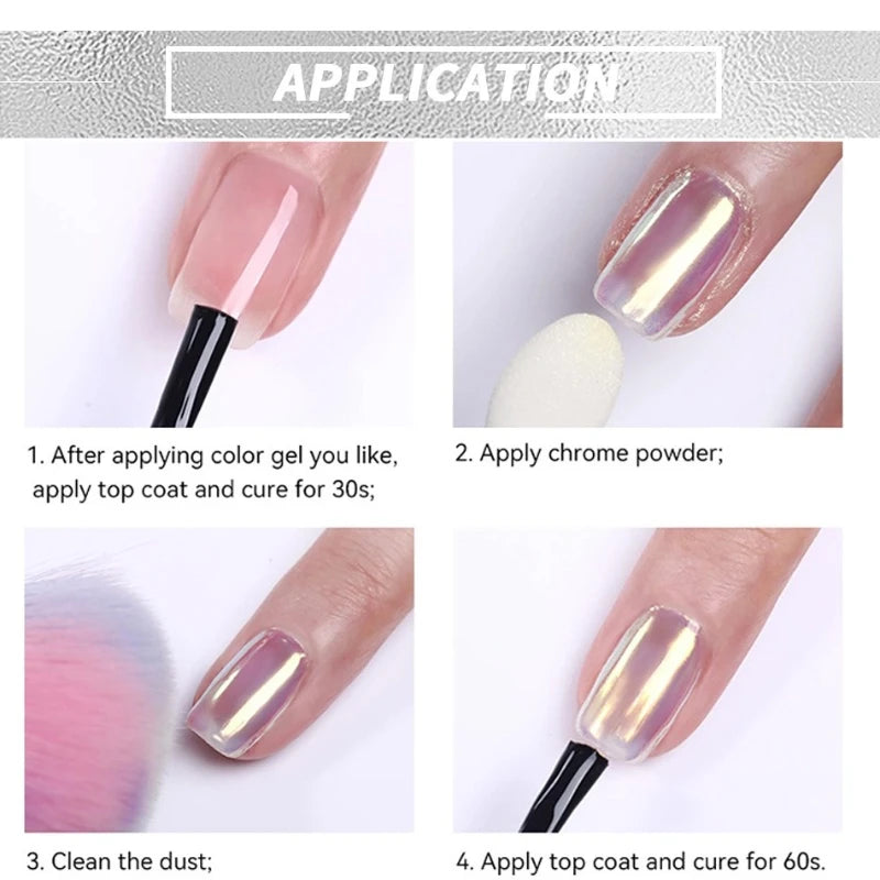 Moonlight Mirror Nail Powder Aurora Silver Glitter Metallic Effect UV Gel Polish for Manicure DIY Nail  Art Design Decoration