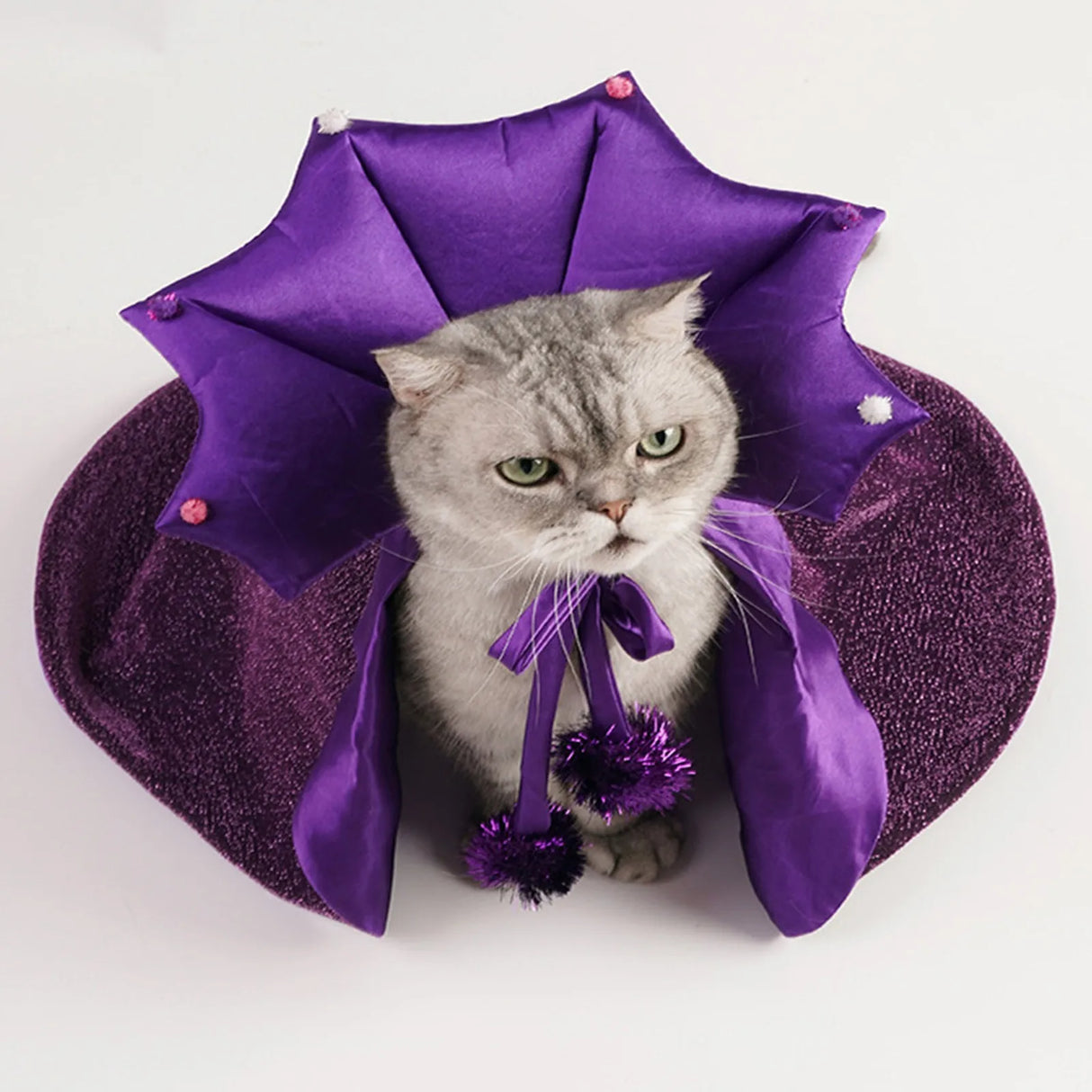 Halloween Pet Costume For Cat Purple Witch Costume Fun Cat Witch Costume Small Dog Outfit Cloak And Hat Set Pet Cos Clothes