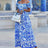 Fashion Temperament Slash Neck Bohemian Printed Maxi Dress New Women Elegant High Waist A-Line Long Dress Sexy Loose Party Dress - Lootquake