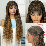 36" Blonde Boho Knotless Braids Wig | Curly Ends | HD Full Lace | Baby Hair