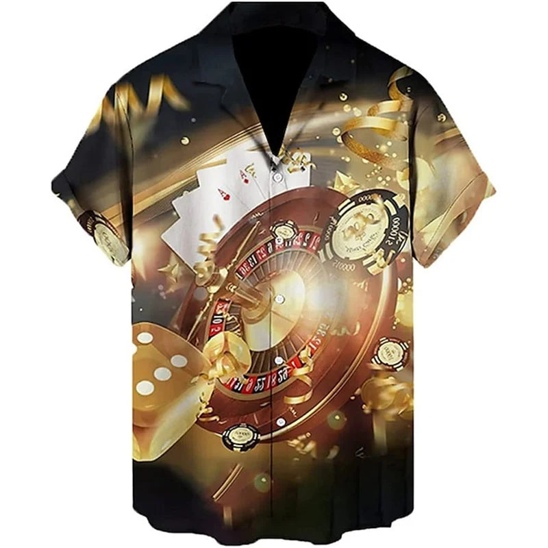 Men's 2024 Casual 3D Shirts Playing Card Printed Fun Shirts Street men's Summer Short Sleeved Clothing Men's Outdoor Clothing - Lootquake