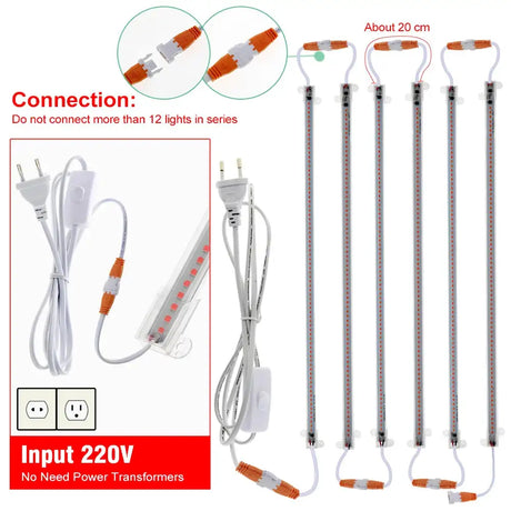 Grow Light 220V Full Spectrum LED Bar Light for Plants 50cm Phyto Lamp for Plant Veg Flowers Greenhouse Tent 4000K 380-780nm - Lootquake