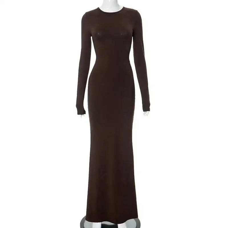 Nsauye Casual Basic Long Dress Women Holiday Autumn Winter Evening Birthday Party Night Club Sexy Elegant Dress Outfits 2024 - Lootquake