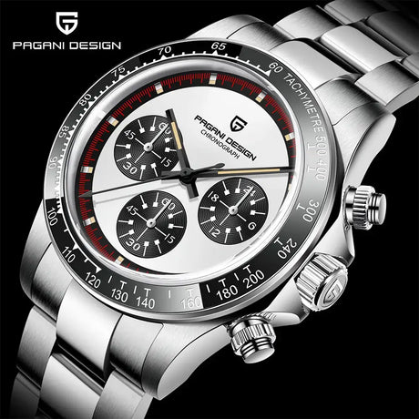 PAGANI DESIGN New Men's Quartz Watch Fashion Ceramic bezel Chronograph 100m Waterproof Men's Stainless Steel Watch - Lootquake