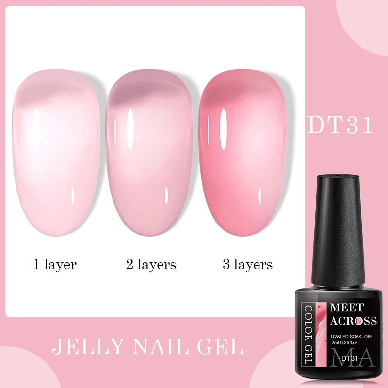 7ml Milky Jelly White Gel Nail Polish Natural Luster Long Lasting Nail Art All for Home DIY Manicure Soak Off UV LED Gel Vernis