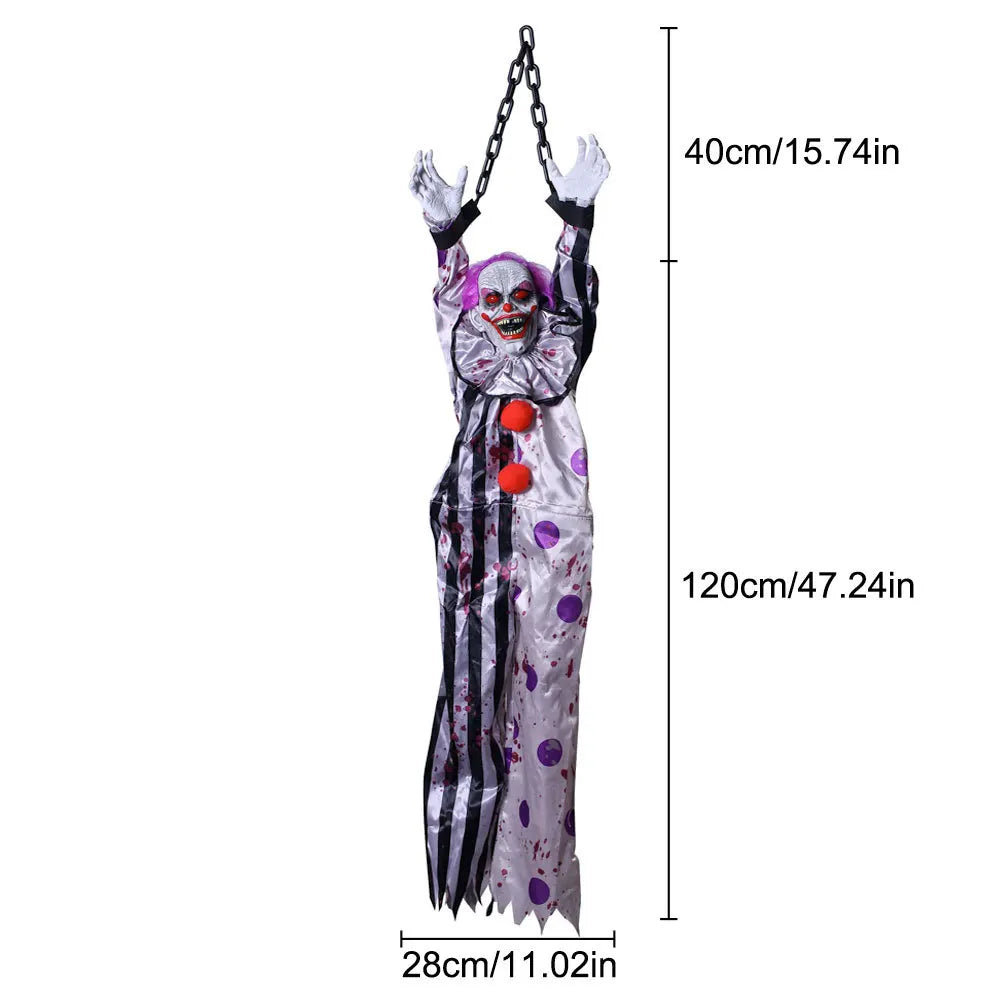 Halloween New Arrival Sound Activated Glowing Talking Hanging Ghost Scary Decor with Clown for Haunted House Party Prop Decor