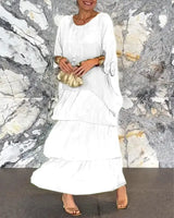 Women's Elegant Long Dress Fashion Round Neck Bat Sleeve Cake Dresses For Women Spring and summer Robe Looes Plus Size 4XL - Lootquake