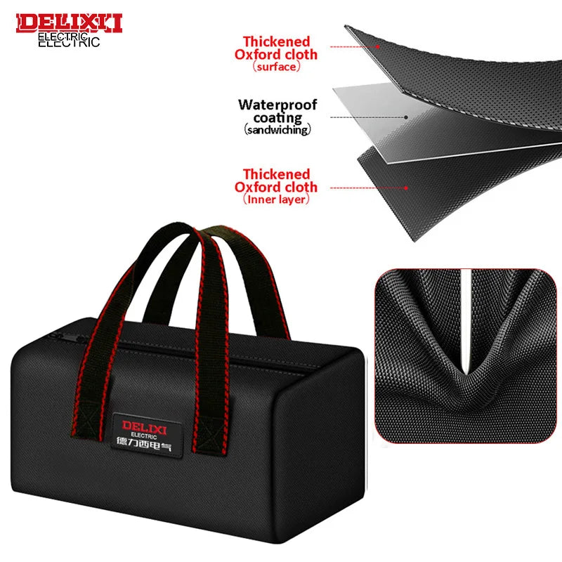 Bolsa de herramientas DELIXI ELECTRIC de tela Oxford, portátil, para electricistas y carpinteros, ideal para el hogar y el taller.