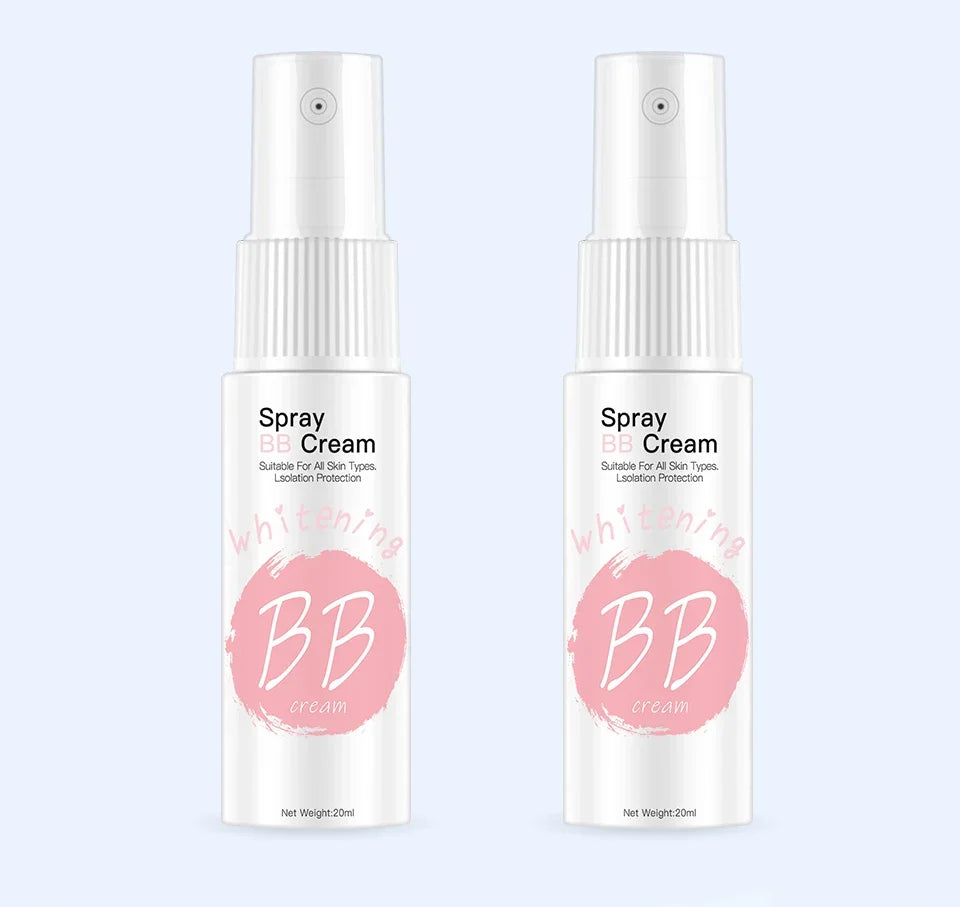 Crema BB en spray de 20 ml para base de maquillaje, blanqueadora, hidratante, antiadherente, iluminadora y corporal.