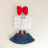 Labubu Doll Clothes & Accessories Denim Skirt With Red Bow Headband Set Trendy Outfits for Labubu Collectibles - Lootquake