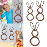 Easter Rattan Circle Bunny Wreath Rabbit Shaped Vine Branch DIY Craft Wreath For Front Door Wall Holiday Decor - Lootquake