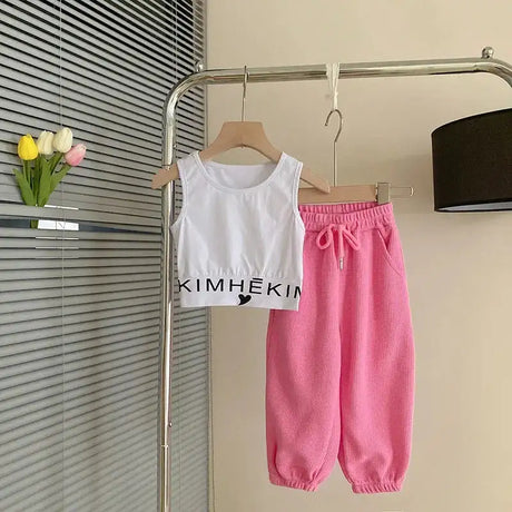 Autumn Baby Girl 3 Pieces Clothes Set Children Long Sleeve Letter Pullover + Sleeveless Top + Sport Pant Suit Girls Tracksuit - Lootquake