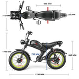 Bicicleta eléctrica C93 2000W 48V23Ah, todoterreno, batería dual, velocidad máxima 55 km, aleación de aluminio, E-BIKE para adultos
