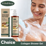 Gel de ducha con colágeno, aclara el cuerpo, aclara las líneas finas, controla la grasa, mantiene la piel fresca y duradera, hidrata y exfolia. Gel de ducha con ácido kójico.
