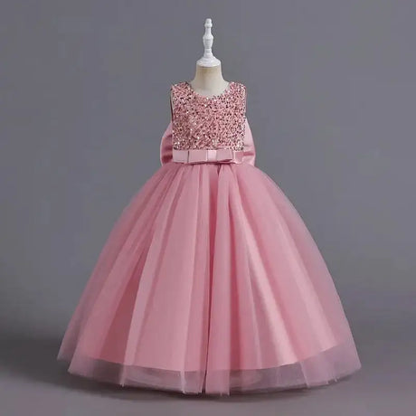 Teens Girls Bridesmaid Dresses For Wedding 5-14 Yrs Kids Sequin Birthday Party Long Dress Girls Evening Formal Pageant Vestidos - Lootquake