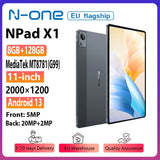 Tablette N-one NPad X1 MTK G99 8 cœurs 10,95 pouces Android 13 Charge rapide 8 600 mAh MAX 16 Go 128 Go 2 000 x 1 200 FHD 4G LTE Support L1