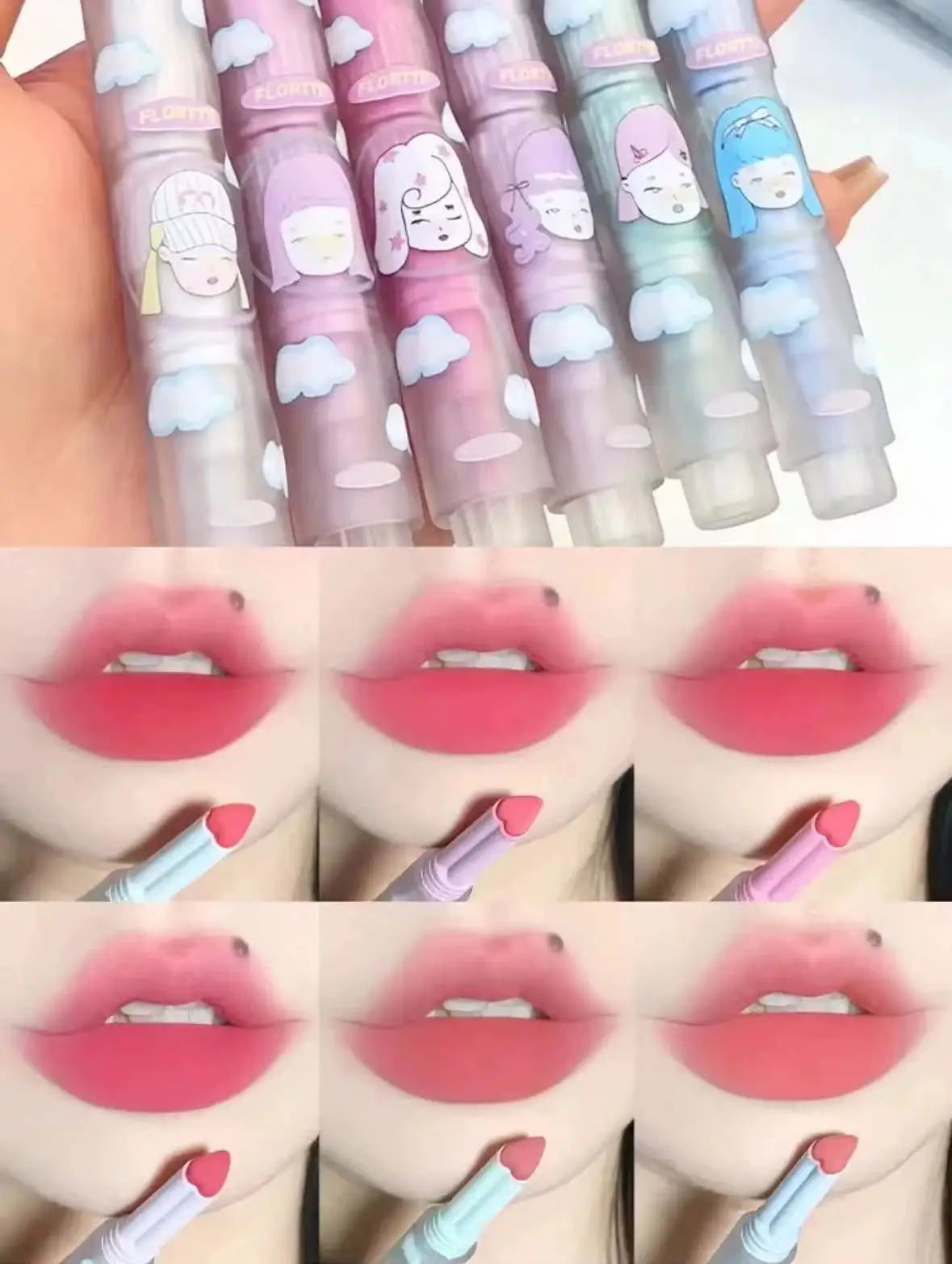 Flortte Wackky Lipstick Love Solid Labial Mucus Moisturizer Velvet Foggy Surface Long Lasting Lovely Girl
