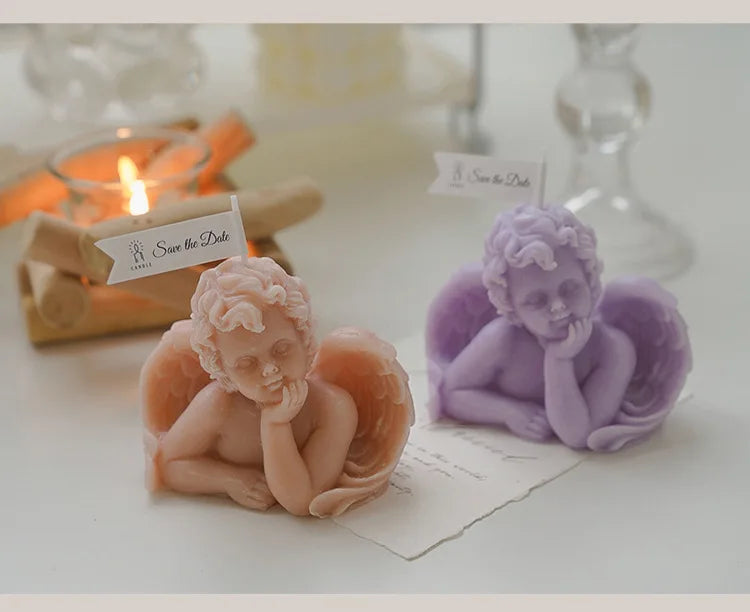Vela perfumada con forma de ángel para decoración de habitación, estilo nórdico, que alivia la fatiga y crea un ambiente festivo para bodas y cumpleaños.