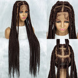 36" Orange Knotless Box Braids Wig | Transparent Full Lace | Baby Hair